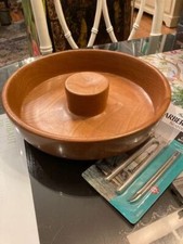 Hand Turned Cherry Wood Nut Bowl with Cracker/Picks