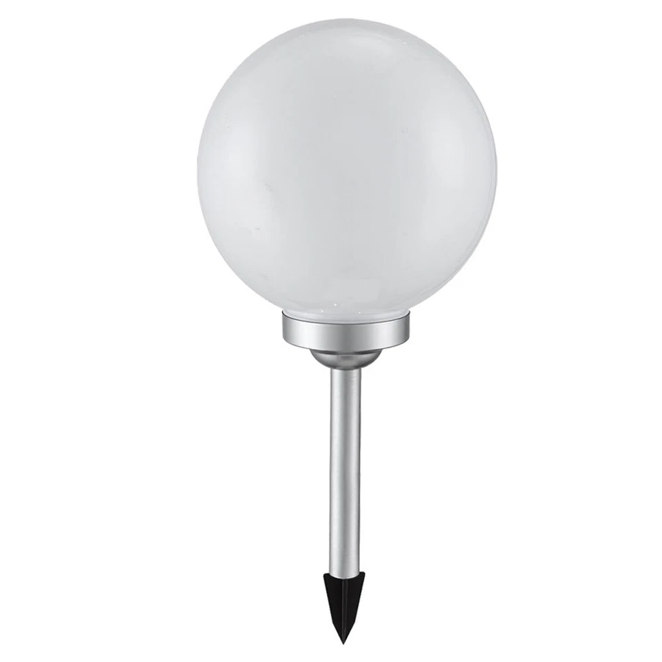 Solarleuchte Außenleuchte Kugellampe LED Garten Erdspieß weiß silber Stecklampe - Bild 2 von 4