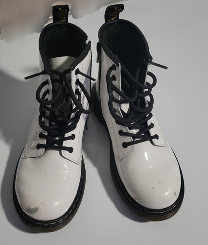 Doc Martens Boots Womens Size 3 White Leather Dr Martens Bouncing Soles Combat - Picture 3 of 10