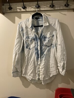 Aqua Acid Wash Denim Shirt Flowy Soft women Small
