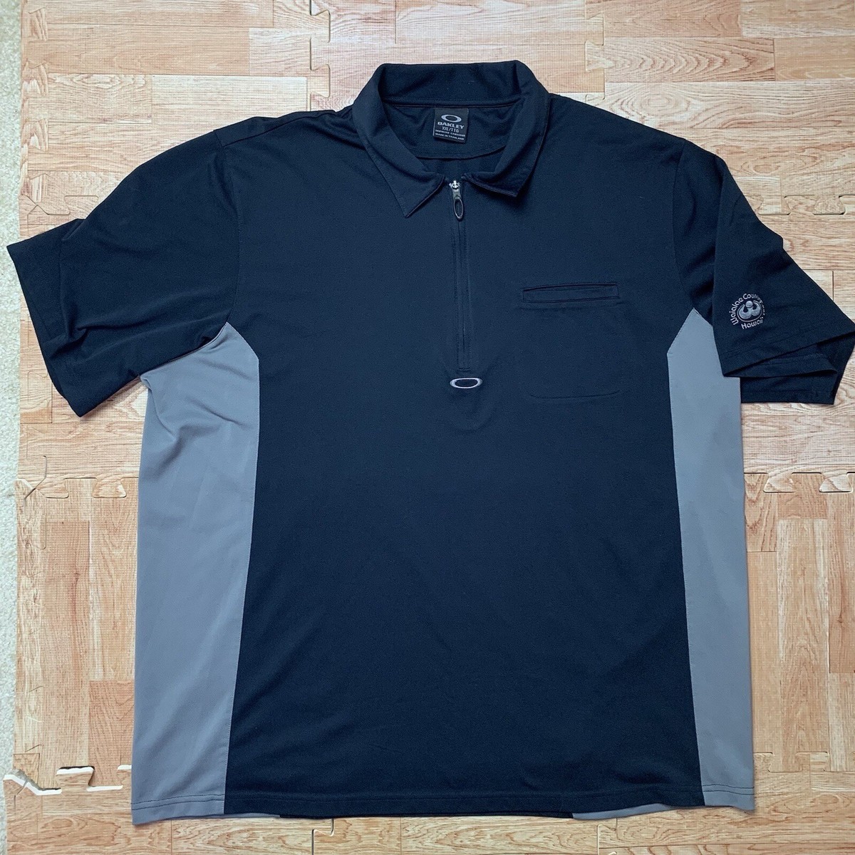 VTG Oakley Software Logo 1/2 Zip Polo Black Mens XXL Waialae VTG Oakley Software Logo 1/2 Zip Polo Black Mens XXL Waialae