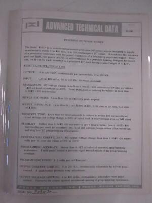 Power Designs Advanced Technical Data for Model 1025P, Used