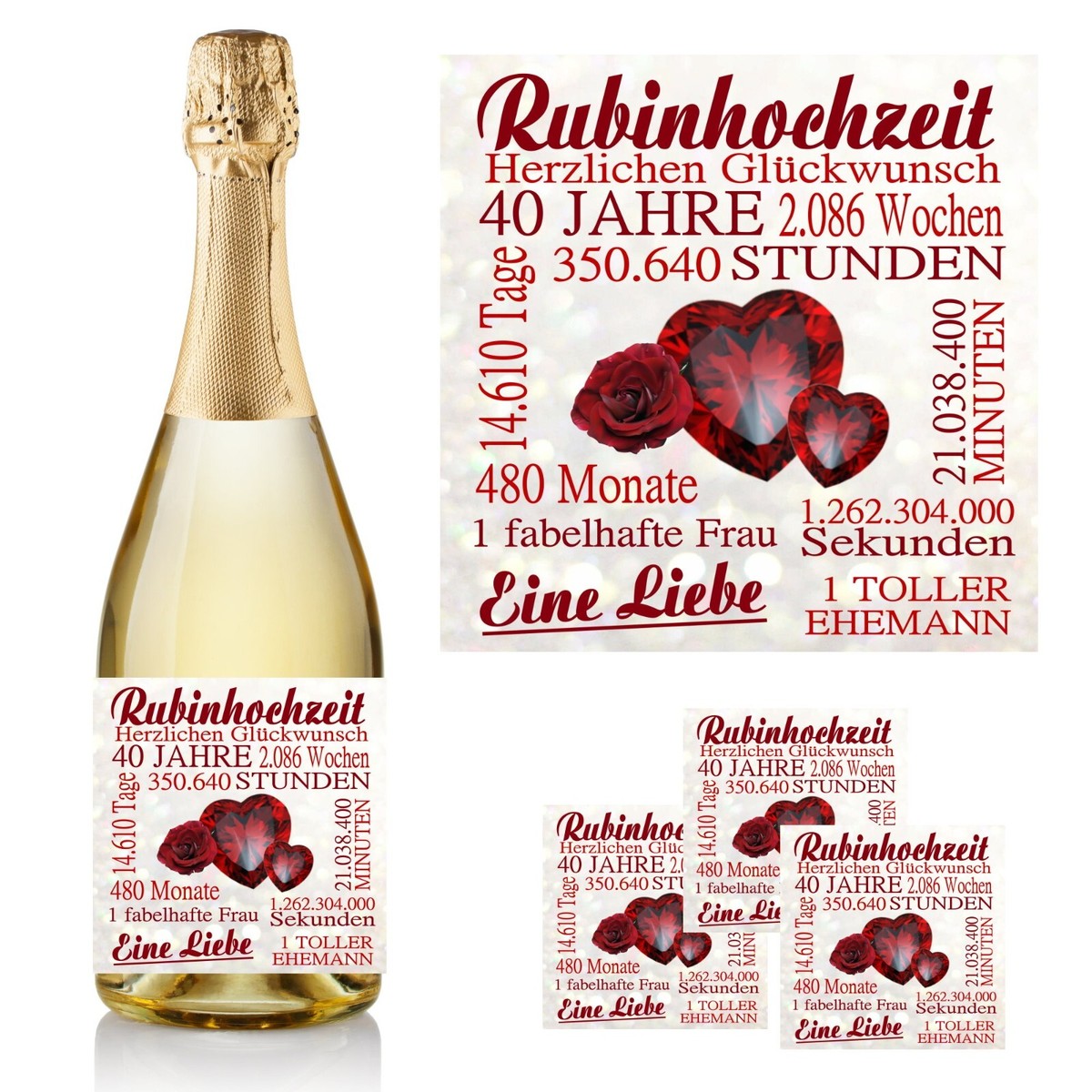 Hochzeitstagskarte Für Mama & Papa – Champagner & Rose Design – Mit Goldfolie & Umschlag
