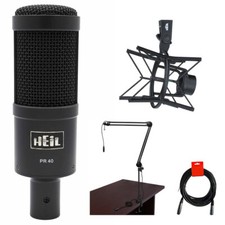 Heil Sound PR40 Studio Microphone w/ Heil Shockmount, Broadcast Arm Cable
