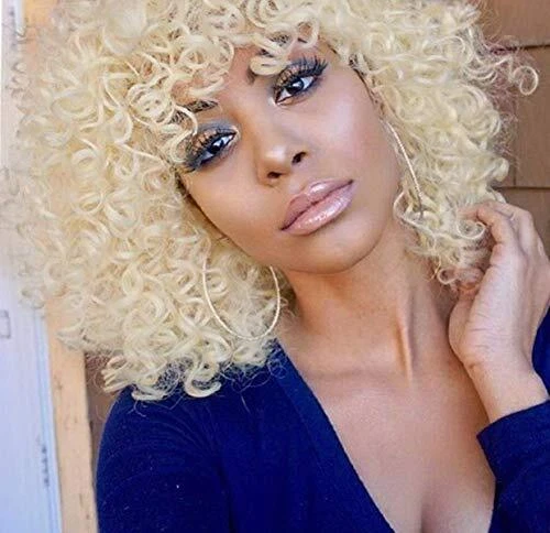 Short curly top blonde wig