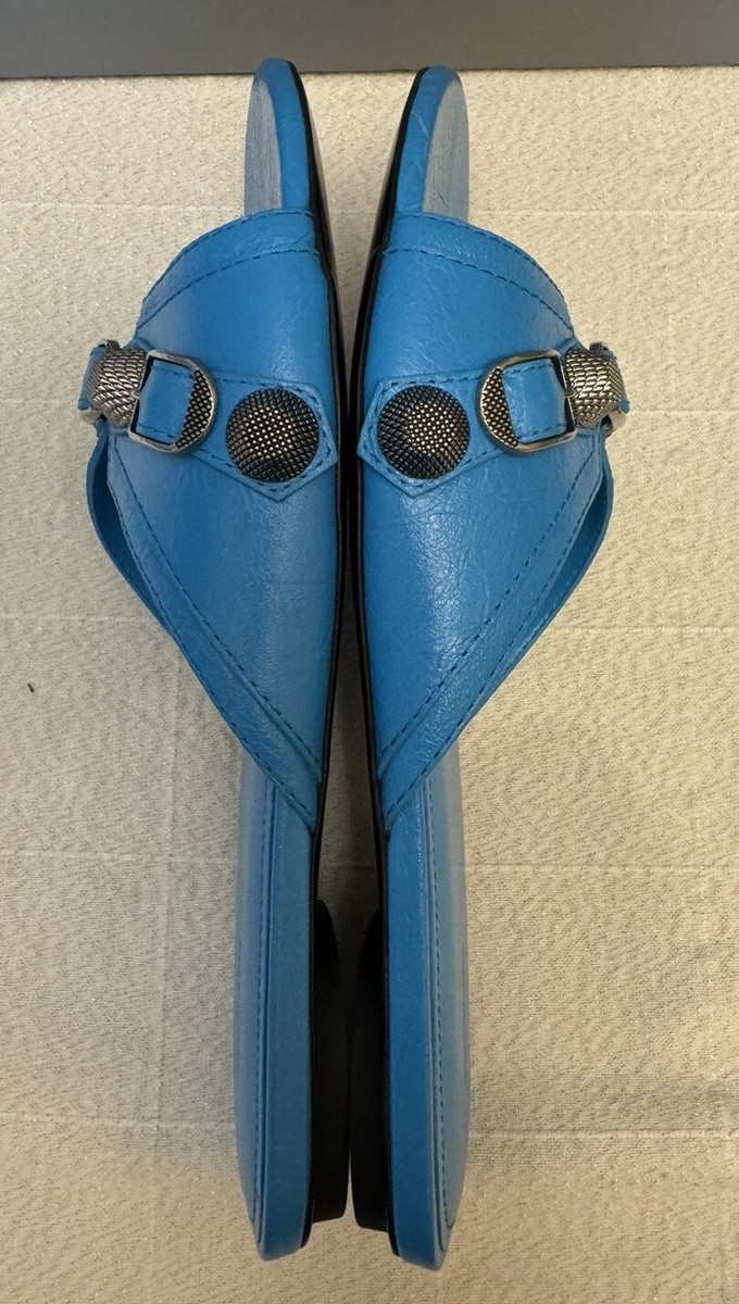 サンダル・ミュール BALENCIAGA   Balenciaga Sandals Women Leather Blue/Cyan NWB Balenciaga Cagole Slide Sandal Cyan Size 36.5EU 6.5US