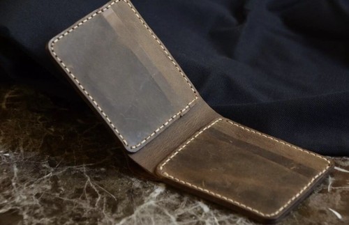 Brown Leather Bifold Wallet, Genuine Leather Wallet for Man - Picture 8 of 14