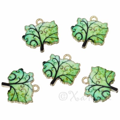 Green Tree Of Life Wholesale Gold Plated Enamel Charms C2581- 2, 5 Or 10PCs
