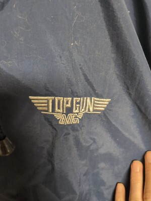 Lee Sport Blue Full Zip Vintage Wind Jacket Top Gun Embroidered