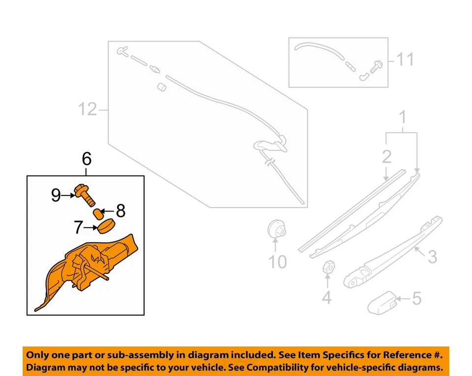 Used Back Glass Wiper Motor fits: 2012 Subaru Impreza SW 2.0 Grade A - Image 3 of 4