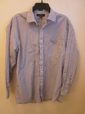 SALE Tommy Hilfiger Mens Dress Shirt Sz 16 32/33 Purple Striped Long Sleeve