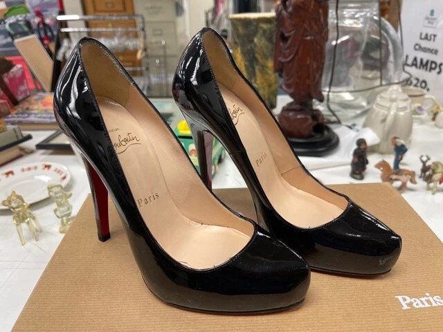 Hest Møntvask tin Christian Louboutin Rolando Black Patent Leather Stiletto Heels Size 35.5  DS30 | eBay