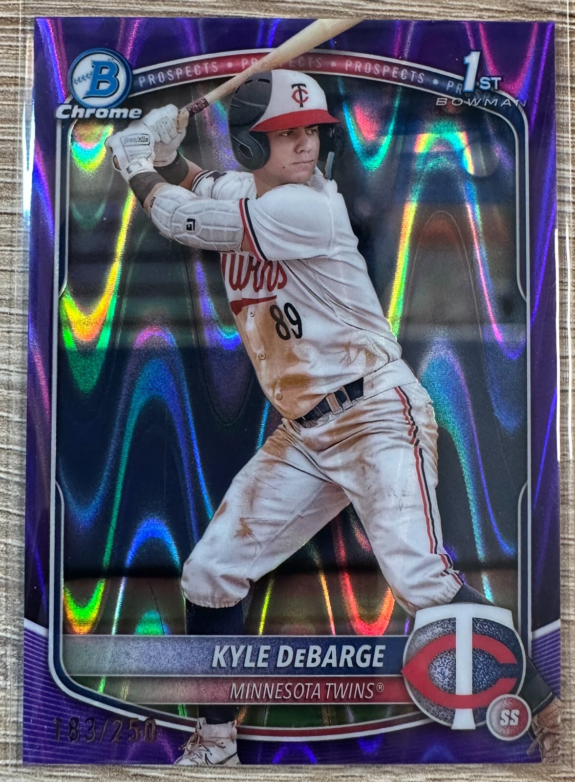 KYLE DeBARGE 2025 1ST BOWMAN CHROME PURPLE RAYWAVE REFRACTOR #183/250 #BCP-139