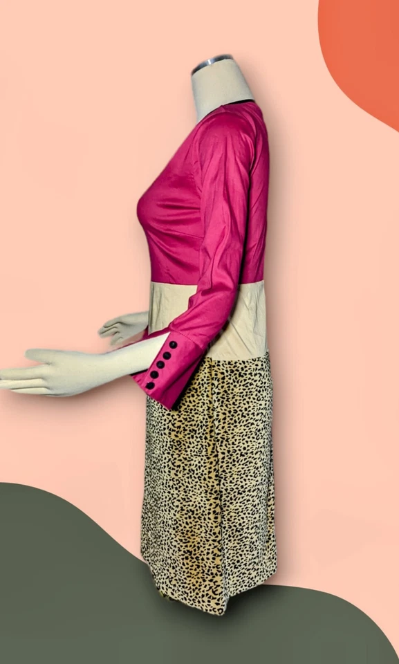 Vestido ALMATRICHI Madrid España ROSA INTENSO Estampado Guepardo Talla 36 UE Para Mujer 6 EE. UU. Foto 2 de 4