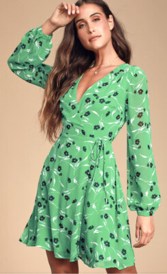 lulus green wrap dress
