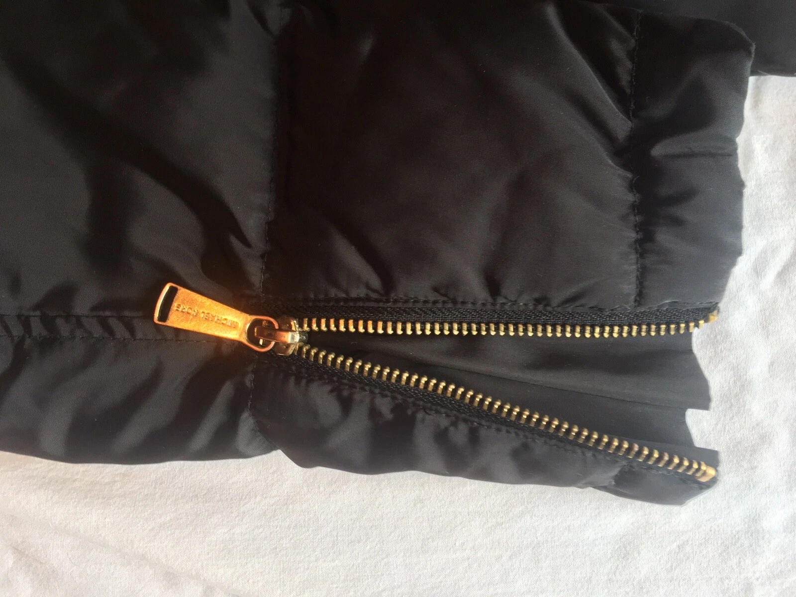 Michael Kors donna nero finiture in pelliccia sintetica cappuccio tampone parka nuovo XS