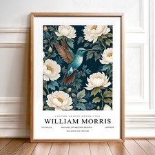 William Morris Inspired Cotton Prints Exhibition Poster Art Humming Birds