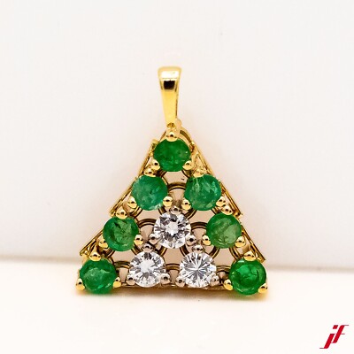 Anhänger 750/18K Gelbgold 7 Smaragde 0,7ct 3 Diamanten 0,45ct TW/VS- Wert 3.000 
