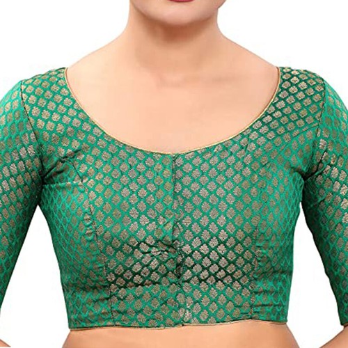 Women's Brocade Readymade Saree Blouse Traditional Bollywood Choli Wear Crop Top - Picture 6 of 34