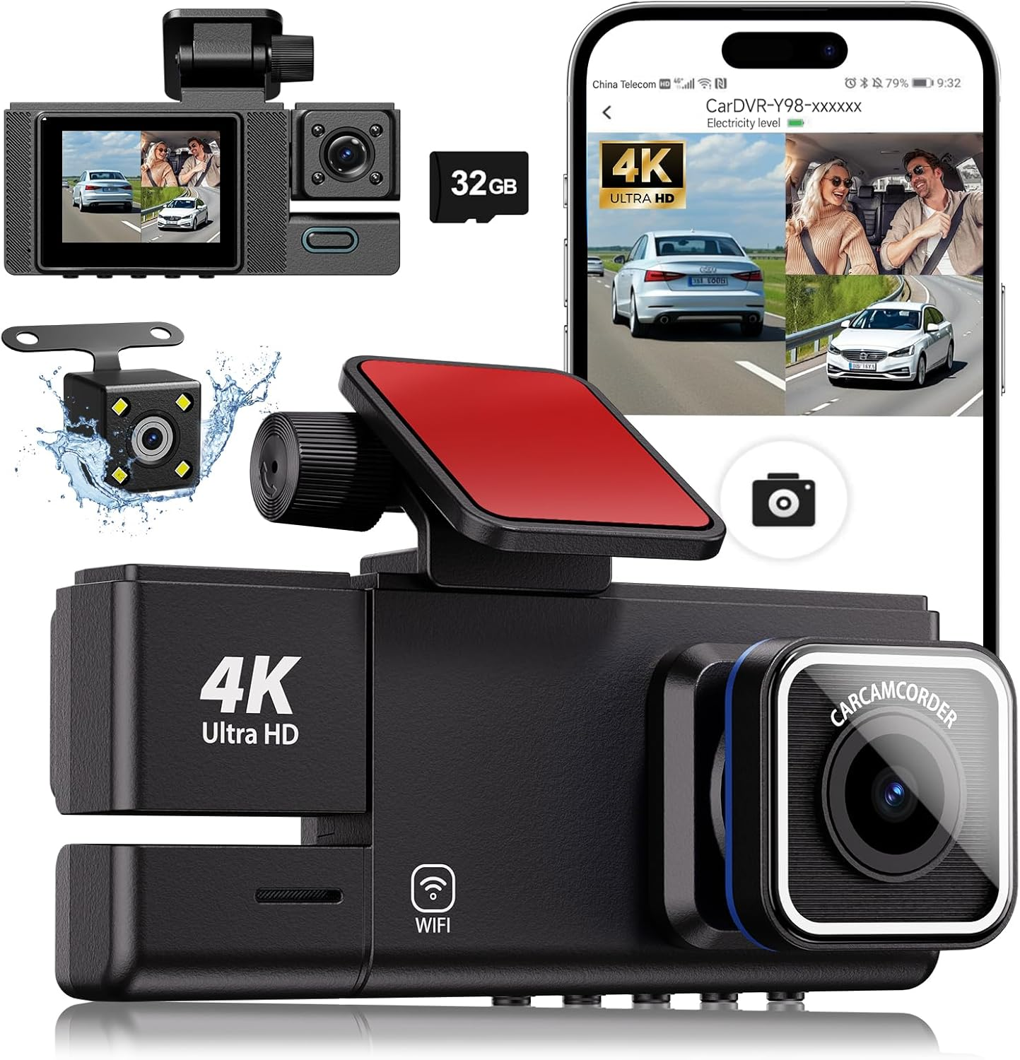 3-Channel WiFi Dash Cam for Complete Vehicle Coverage