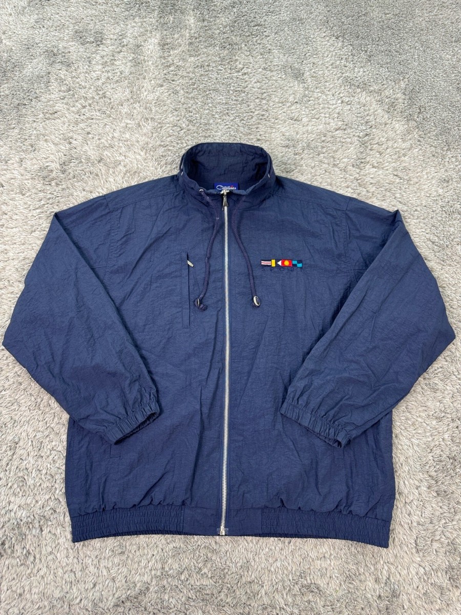 Vtg Catalina Jacket Womens Medium Navy Blue Nylon Full Zip