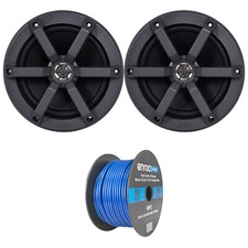 JVC 6.5" 2-Way 100 Watt Marine Boat Audio Speakers QTY 4 ,16-Gauge 50 Feet Wire