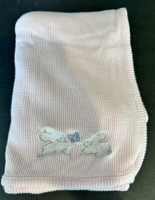 Babies R Us Thermal Waffle Weave Pink Baby Blanket Bunnies