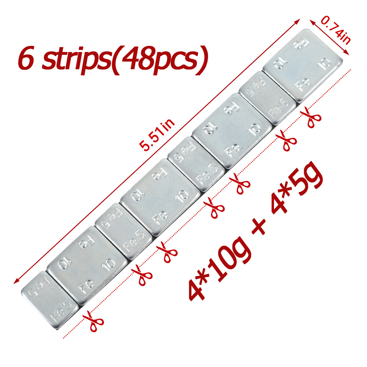 6 Stickers * 2.1 oz Tire Balancing Wheel Weights Stick-On Adhesive