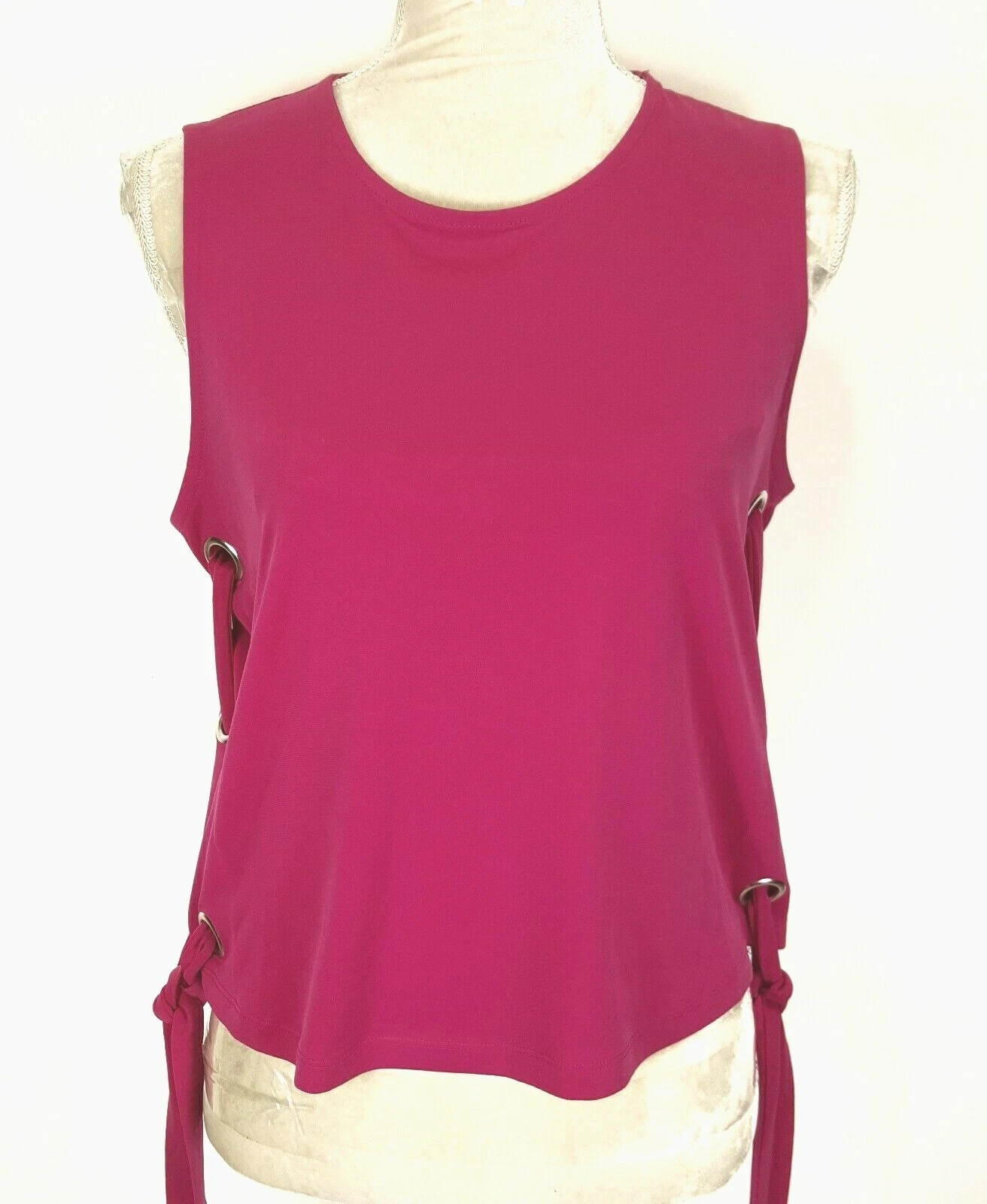 Camicia Michael Kors fucsia profonda pullover collo a vite donna taglia M