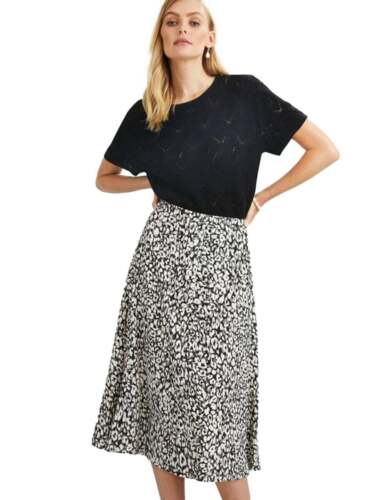 AU XS - Grace Hill - Womens Skirts - Midi - Winter - Grey - Animal - Picture 1 of 5