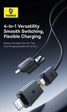 Baseus 60W 4 in 1 Magnetic Auto-Storage Fast Charging Cable For iPhone Samsung