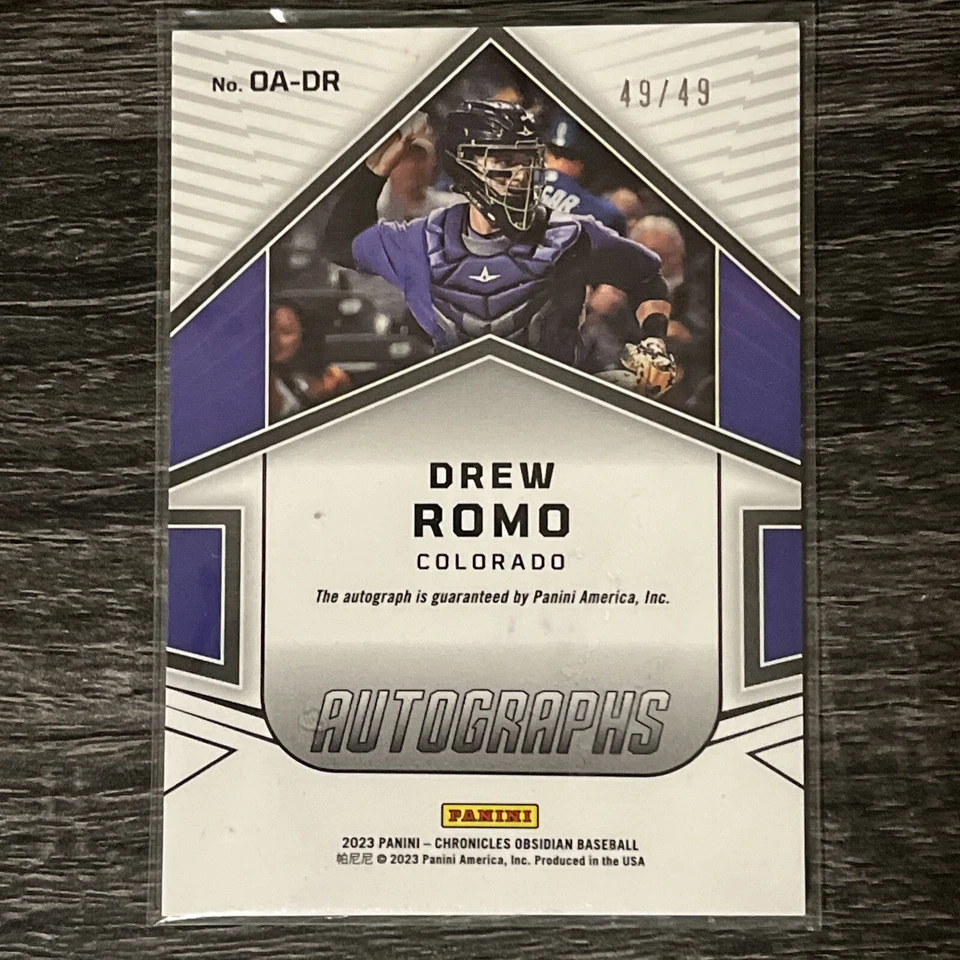 2023 Panini Auto Electric Etch Carolina Blue #OA-DR Drew Romo  49/49 Bookend  - Image 2 of 4