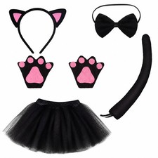 5 PCS Black Cat Costume Set Black