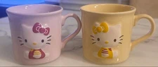 Sanrio Hello Kitty Mimmy Ceramic Mug Set 2 Colors Pink Yellow 2002 Rare