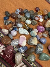 Lot Of 1.7 Lbs Smoothed Stones Various Types Assorted Colors, Sizes