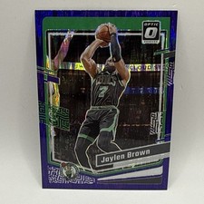 2023-24 NBA Panini Optic Jaylen Brown #113 Purple Shock Prizm Insert Card