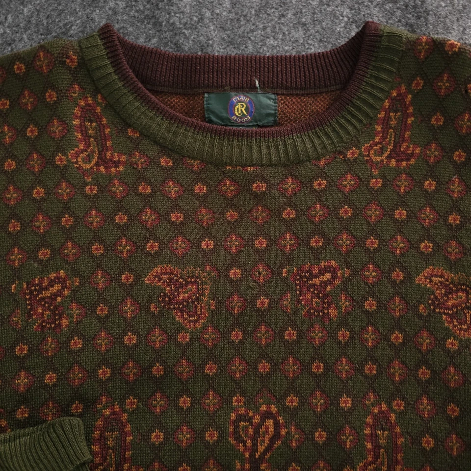 Винтажный клубная комната 100% шерсти свитер размер XL пейсли узор разноцветный - Изображение 2 из 4