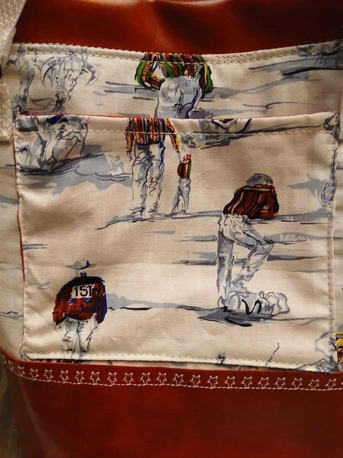 Nova Bolsa de Selim Balde Bolsa Tote Vermelha Branca Cowboy Rodeio Sudoeste Plissada - Imagem 2 de 4