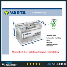 AGM Battery fits RENAULT CAPTUR KADJAR SCENIC GRAND SCENIC Varta 096 AGM