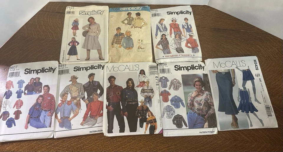 8 VINTAGE  Western Cowboy Cowgirl SEWING PATTERNS Simplicity McCalls - Image 2 of 4