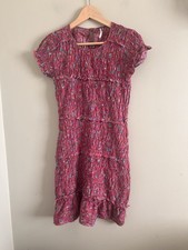 Free People Pink Floral Short Sleeve Smocked Stretch Mini Dress Women's  S/P