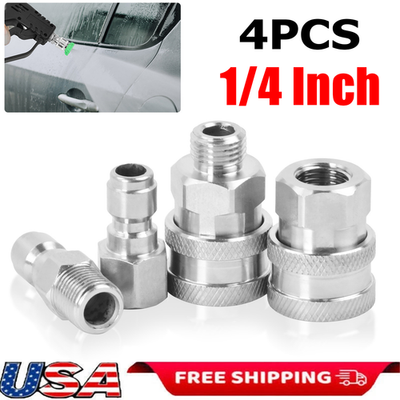 #ad 4x NPT 1 4 Inch Pressure Washer Adapter Stainless Steel Quick Connect Fitting US $12.00