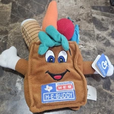 HEB Texas H-E-Buddy Grocery Store Bag Sack Plush Stuffed Toy 9" 