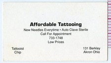 original antique 1970s tattooing akron ohio OH chip tattoo business card 2x3