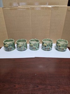 Lot of 5 Vintage Majolica Frog Planters. All New- Original Boxes- (All the same)
