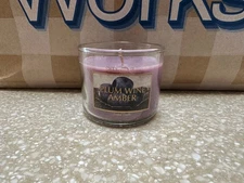 Bath & Body Works White Barn PLUM WINE AMBER Mini Candle 1.3 oz RARE HTF
