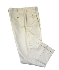 Lands End Light Stone Chino Pleated Pants No Iron Traditional Fit 35 35/29 New