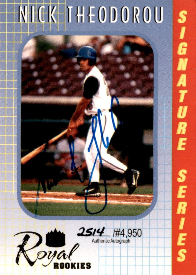 2000 Royal Rookies #11 Nick Theodorou Autographs #/4950 Los Angeles Dodgers