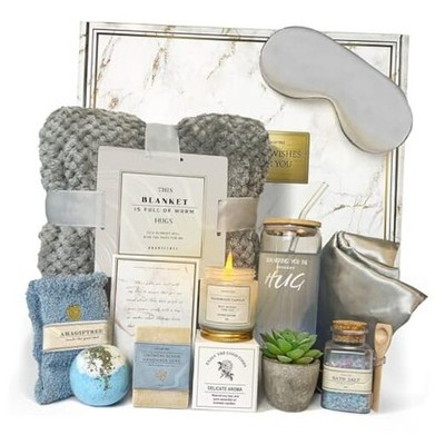 Get Well Soon Gift Baskets - 12PC Care Package for Women After Surgery, grayish