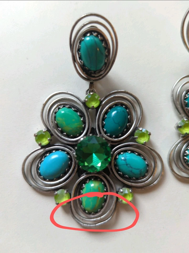 Konplott Boho Twist  Grün große Clips  9,5 cm Atik Silber Ohrhänger Ohrringe - Bild 4 von 4